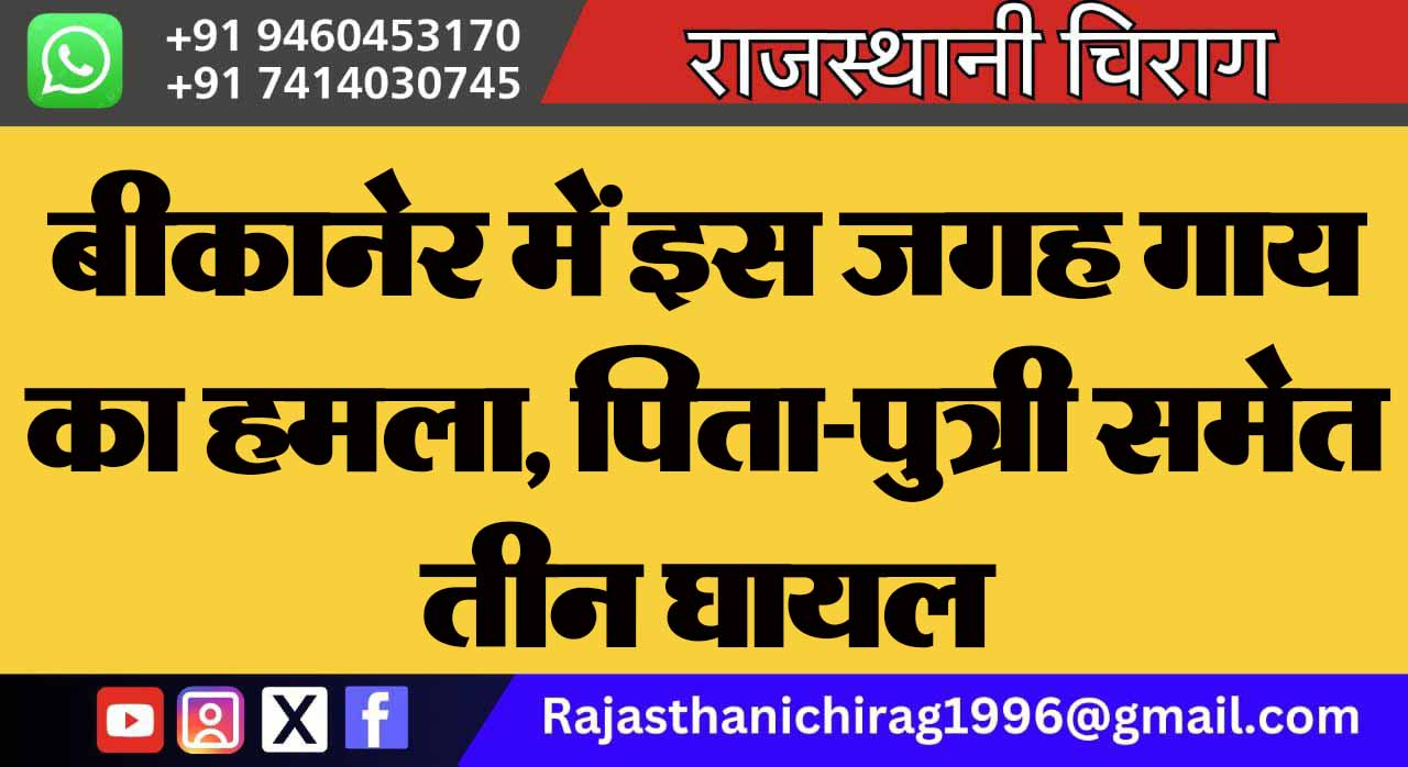 बीकानेर में इस जगह गाय का हमला, पिता-पुत्री समेत तीन घायल