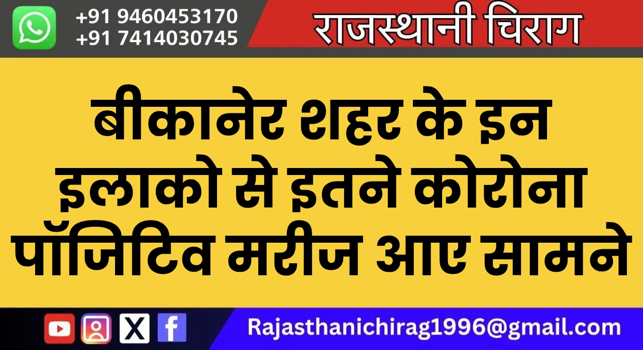 बीकानेर शहर के इन इलाको से इतने कोरोना पॉजिटिव मरीज आए सामने