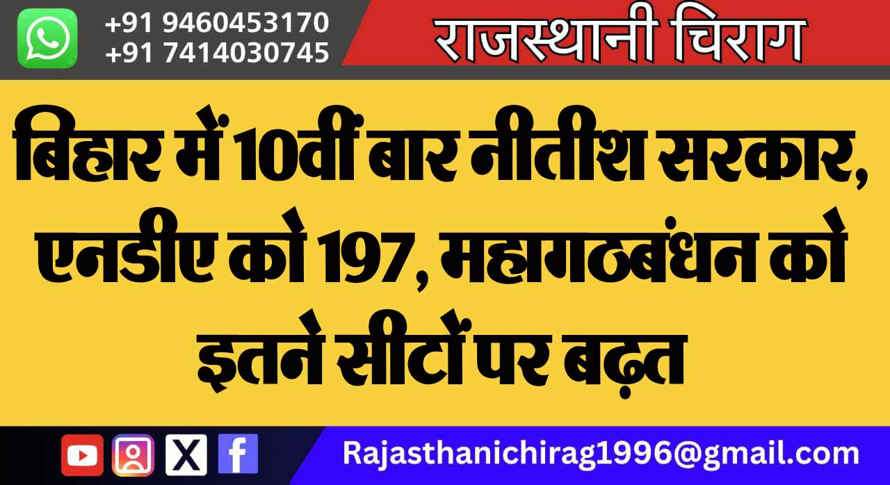 बिहार में 10वीं बार नीतीश सरकार, एनडीए को 197, महागठबंधन को इतने सीटों पर बढ़त