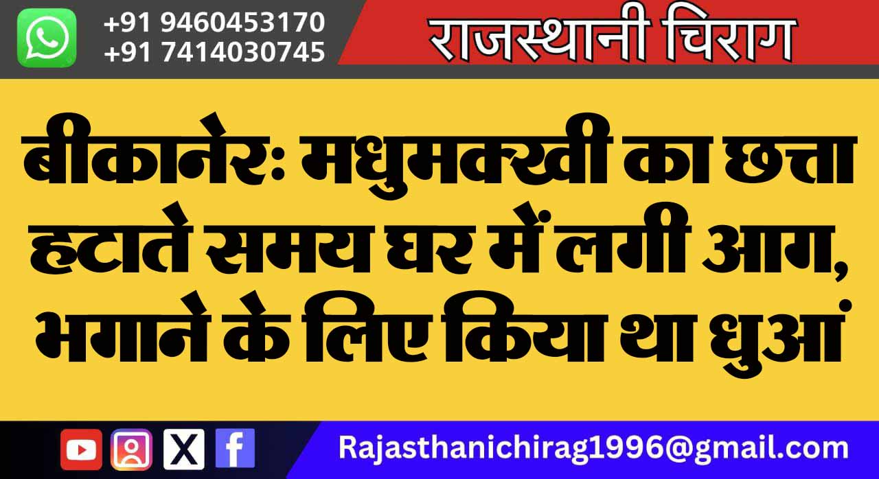 बीकानेर: मधुमक्खी का छत्ता हटाते समय घर में लगी आग, भगाने के लिए किया था धुआं