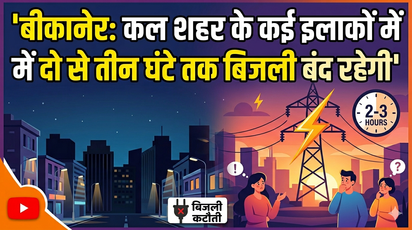 बीकानेर: कल शहर के कई इलाकों में दो से तीन घंटे तक बिजली बंद रहेगी