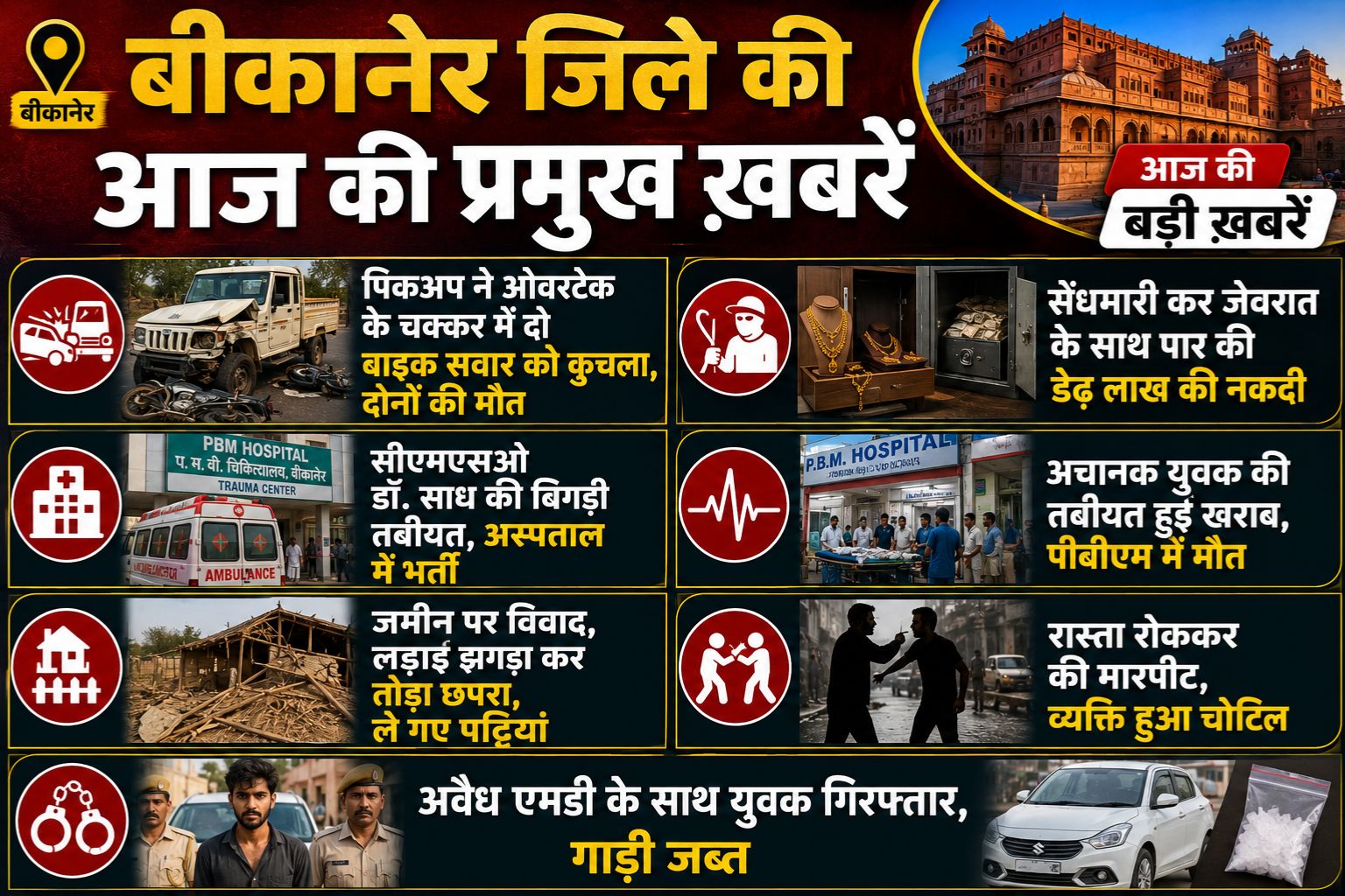 बीकानेर जिले की आज की प्रमुख ख़बरें