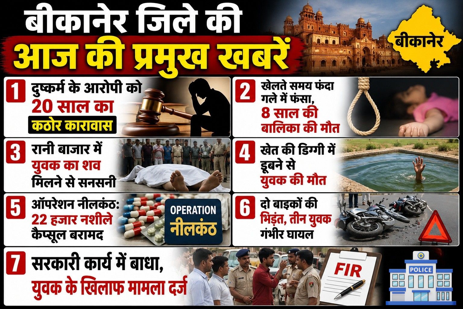 बीकानेर जिले की आज की प्रमुख खबरें