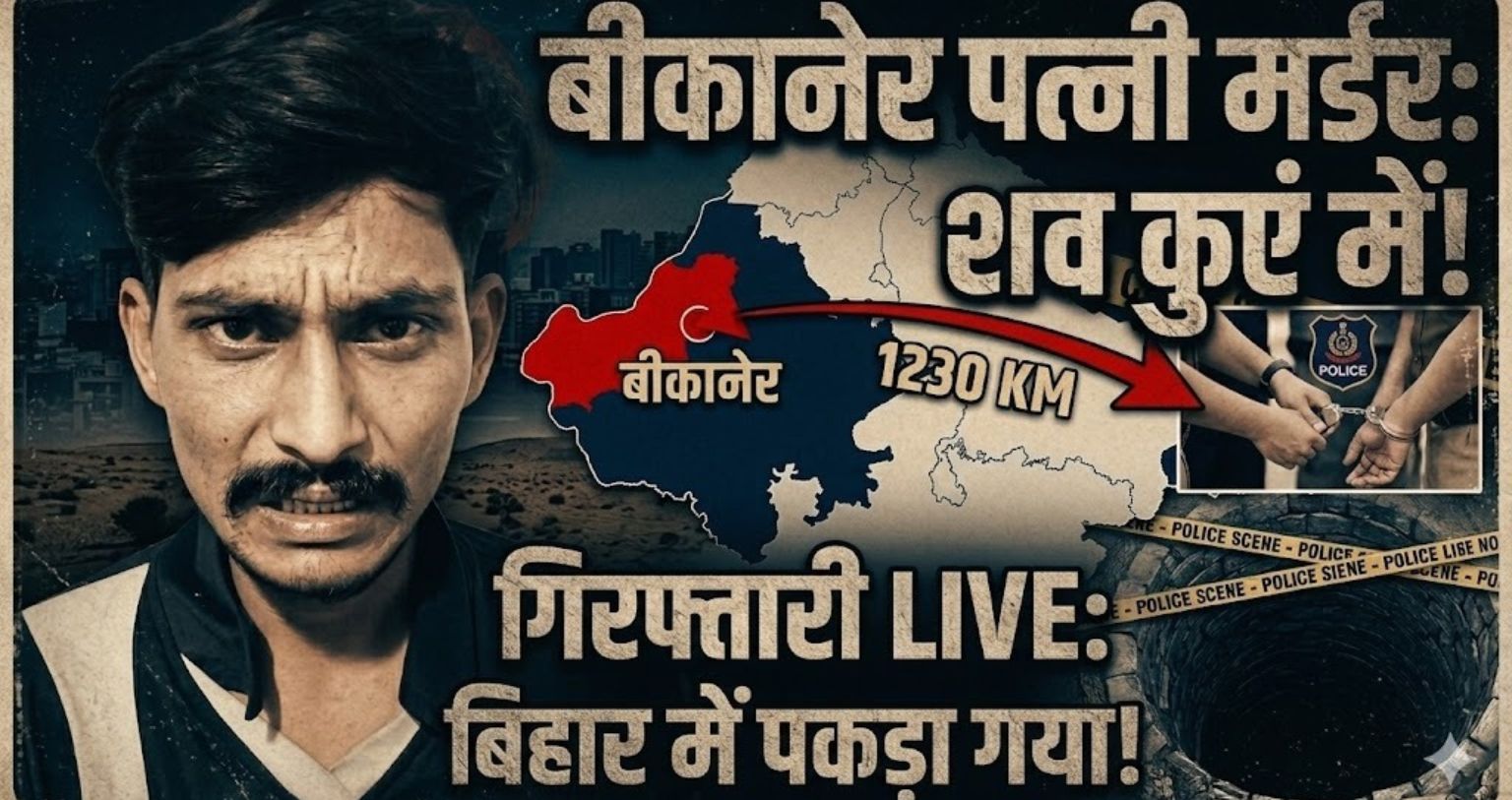 बीकानेर हत्याकांड: पत्नी की हत्या कर शव कुएं में फेंका, 1230 KM दूर बिहार से पति गिरफ्तार
