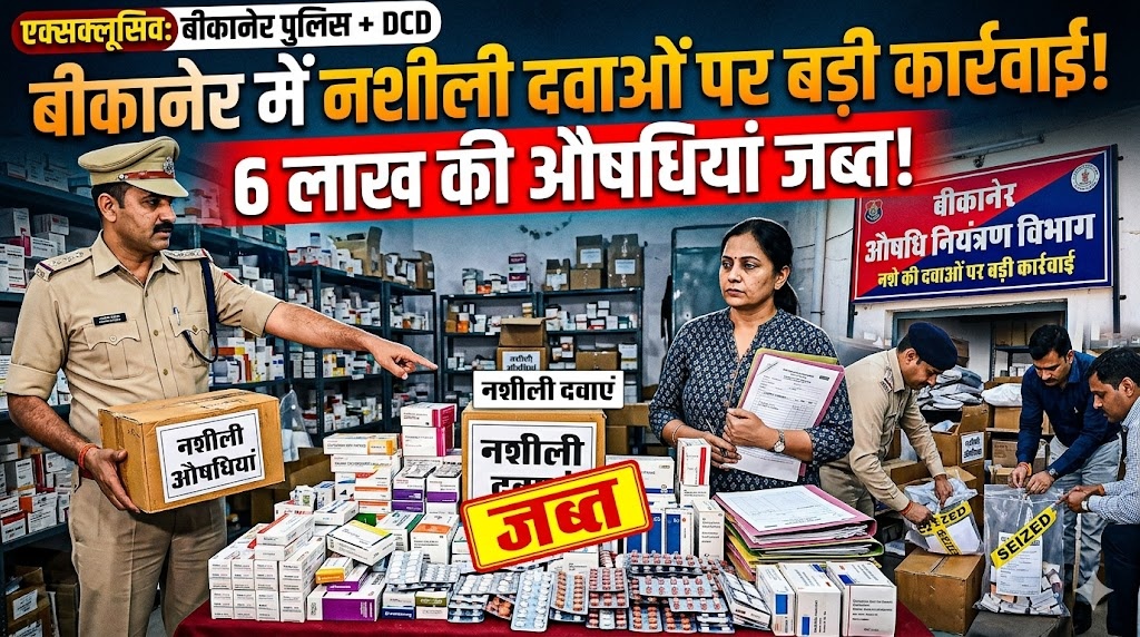 बीकानेर में औषधि नियंत्रण विभाग की नशे की दवाओं पर बड़ी कार्रवाई, 6 लाख की औषधियां जब्त