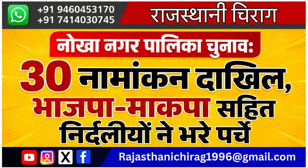 नोखा नगर पालिका चुनाव: 30 नामांकन दाखिल, भाजपा-माकपा सहित निर्दलीयों ने भरे पर्चे